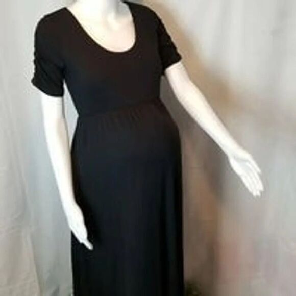 The Nines by Hatch‎ L Maternity Maxi Dress Short Sleeve Color Black - Picture 1 of 12
